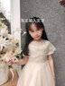 小咔衣濃小女孩公主裙女童花童婚禮蓬蓬紗兒童晚禮服主持人鋼琴演出服大童 白色長(cháng)款 120 曬單實(shí)拍圖