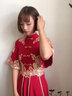 塞德勒（SAIDELE）敬酒服新娘旗袍酒紅色答謝宴結婚禮服女中式長(cháng)款平時(shí)可穿顯瘦 酒紅色長(cháng)款 XS 曬單實(shí)拍圖