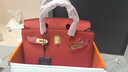 高巴度（GORBADO）荔枝紋鉑金包真皮新娘包紅色結婚包包2025新款情人節手提凱莉包女 紅色（中號30cm） 曬單實(shí)拍圖