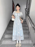 鳳蝶兒雪紡連衣裙子女裝夏天2024年新款韓版鹽系穿搭溫柔風(fēng)氣質(zhì)顯瘦仙女 藍色 M 曬單實(shí)拍圖