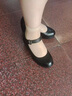 軟牛皮女鞋軟底女裝單鞋真牛皮鞋防水臺(tái)高跟鞋女真皮坡跟厚底媽媽鞋一字扣圓頭皮鞋春秋 黑色 37 曬單實(shí)拍圖