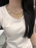 中國黃金（CHINA GOLD）牡丹花黃金項鏈女足金吊墜母親節(jié)生日禮物送老婆媽媽長輩紀(jì)念日 足金牡丹花和田玉項鏈 曬單實拍圖