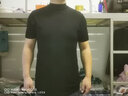 羅蒙（ROMON）半高領(lǐng)短袖T恤男冰絲針織衫休閑百搭上衣休閑緊身大碼純色打底衫 黑色 2XL 160斤左右 曬單實(shí)拍圖