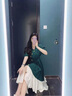 拉夏貝爾（La Chapelle）短袖連衣裙女裝2025年夏季新款時(shí)尚中長(zhǎng)款法式小個(gè)子夏天裙子雪紡 新墨綠色 L 曬單實(shí)拍圖