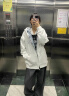 LDBE美式格子連帽開衫衛衣女新款寬松小個子加絨加厚秋冬季拉鏈外套潮 白色【春秋薄款】 L 曬單實拍圖