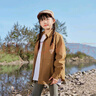 EBAER春季男女童柔軟舒適透氣印花點綴簡約百搭格紋襯衫 畫眉棕 130  曬單實拍圖