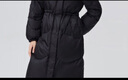 艾萊依新款大翻領(lǐng)鴨絨亮面羽絨服女小眾設計感中長(cháng)款寬松蝴蝶結外套 炭黑 S 155【建議90-115斤】 曬單實(shí)拍圖
