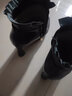 貝蘭思琦 粗跟短靴秋冬季女士頭層牛皮白色單靴防水臺高跟馬丁靴4031 黑色（絨里） 36 曬單實(shí)拍圖