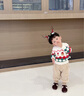 幼歌（YOUGE） 兒童復古雪尼爾束腳褲冬季抓絨褲子寶寶彈力自在休閑褲 卡其色 80 cm 曬單實(shí)拍圖