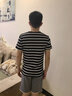 賓色夏季短袖t恤男黑白條紋棉日韓風(fēng)格圓領(lǐng)男士潮流男體恤上衣半袖男 米白色 L 【115-130斤】 曬單實(shí)拍圖