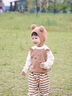 幼歌（YOUGE）【阿克蘇棉】幼歌嬰兒卡通小熊防風(fēng)保暖毛衣復(fù)古松緊闊腿褲毛線褲 咖條褲子 90 cm 曬單實拍圖