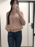 RGPX2025秋冬新款女毛衫時尚百搭寬松套頭連帽針織衫毛衣衛(wèi)衣外套上衣 卡其色-沒幾件了速度搶 L 105-120斤 曬單實拍圖