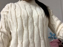 矜持范韓版秋冬慵懶風(fēng)圓領(lǐng)毛衣女學(xué)生套頭寬松宿針織長(zhǎng)袖休閑打底衫潮 白色 S 建議8095斤穿 曬單實(shí)拍圖