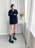 Teenie Weenie小熊毛呢大衣女秋冬綿羊毛雙面呢學(xué)院西裝毛呢大衣外套女 黑色 M (165) 曬單實(shí)拍圖