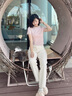 Calvin KleinJeans【不曬系列防曬】夏季女士ck辣妹正肩短款短袖T恤J224364 TF6-淡煙粉 XS 曬單實(shí)拍圖