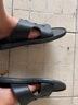 柯盾（KEDUN）男士拖鞋外穿夏季真皮一字拖男時(shí)尚休閑軟底防滑透氣潮室外沙灘鞋 黑色 43 曬單實(shí)拍圖