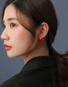 大絨鵝紅色耳釘女2024年新款潮網(wǎng)紅氣質(zhì)高級感大氣精致禮物耳飾 西瓜紅 曬單實(shí)拍圖