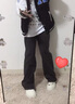 沐依琳牛仔褲女春秋新款直筒高腰顯瘦韓版寬松百搭小個(gè)子學(xué)生老爹闊腿褲 黑灰色 S 曬單實(shí)拍圖