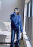 皮爾卡丹（pierre cardin）春秋克萊因藍麻花軟糯毛衣女法式復古慵懶秋冬洋氣高級感針織衫厚 藍色 S 曬單實(shí)拍圖
