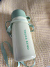 沃普保溫杯女生高顏值大容量運動(dòng)水壺兒童學(xué)生男外出便攜喝水杯子 綠色600ML杯子+背帶 曬單實(shí)拍圖