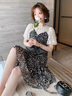 clotho Rennie品牌女裝蕾絲連衣裙女夏季2025新款時尚減齡顯瘦碎花泡泡袖A字裙 花色 M 曬單實拍圖