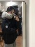 冊裁（CECAI）美式潮牌字母刺繡毛領(lǐng)連帽棉服男外套2024冬季派克服棉衣 黑色 M 曬單實(shí)拍圖