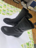 金利來(lái)（Goldlion）女鞋粗跟中筒靴子秋冬時(shí)尚裸靴加絨保暖媽媽短靴女黑色36 曬單實(shí)拍圖