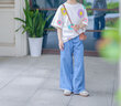 ELLE KIDS童裝 萊賽爾軟牛仔九分褲女兒童夏裝毛邊百搭寬松牛仔褲 牛仔藍(lán) 165 (M) 曬單實(shí)拍圖