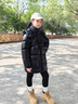 高梵90高蓬鵝絨黑金兒童羽絨服4.0中長(zhǎng)款男童女童加厚鵝絨服冬季外套 黑色亮面 140 曬單實(shí)拍圖