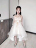 小咔衣濃兒童生日公主裙洋氣女童蓬蓬紗花童鋼琴演出服小女孩主持人晚禮服 香檳色前短后長1247-D1 160cm 曬單實拍圖