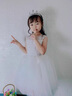 小咔衣濃女童白色公主裙花童婚紗小女孩主持人鋼琴演出服兒童生日晚禮服夏 白色短款232 120 曬單實拍圖