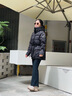 波司登（BOSIDENG）【反季】冬季極寒羽絨服鵝絨女款中長款連帽新國標(biāo)商場同款外套 【店長推薦】迷彩黑9813 XS 155/80A 體重約110以內(nèi) 曬單實(shí)拍圖