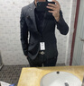 布知凡幾西服套裝男士商務(wù)正裝修身新郎結婚禮服三件套英倫風(fēng)休閑百搭西裝 深灰色 2XL 曬單實(shí)拍圖