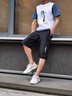 夏冰妮短褲男七分褲男士夏季薄款寬松休閑運動(dòng)夏天速干褲子男潮牌 黑色+淺灰色 XL 曬單實(shí)拍圖
