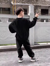 LI-NING KIDS李寧男童衛(wèi)衣秋冬新款大童圓領加絨保暖上衣兒童寬松休閑運動童裝 黑色-字母印花【加絨保暖】 150cm 曬單實拍圖