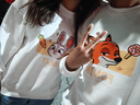 MDlila紅色情侶裝衛(wèi)衣秋冬季加絨圓領(lǐng)衣服男女同款寬松長(zhǎng)袖外套班服定制 狐尼克 男 白色《春秋》單件 XL 建議(130-160斤穿) 曬單實(shí)拍圖