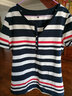 谷卓詩(shī)條紋V領(lǐng)短袖T恤女2026夏裝新款修身顯瘦女士半袖體恤衫休閑上衣 圖片色 3XL （130-140斤） 曬單實(shí)拍圖