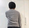 Basic House/百家好小香風(fēng)羊毛針織開衫女秋冬雪人刺繡愛心紐扣圣誕高級毛衣 灰 M 80-120斤 曬單實(shí)拍圖