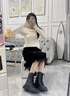 GEOX杰歐適女鞋2025秋季圓頭酷帥干練日常馬丁靴D46XME 黑色C9999（絨里） 36 曬單實(shí)拍圖