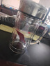 富光雙層健牌玻璃大容量水杯輕量型便攜帶把大號泡茶帶蓋加厚茶杯 炫黑  帶把 380ml 曬單實(shí)拍圖