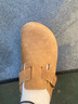 Devo的沃軟木鞋男女同款休閑拖鞋半包懶人情侶勃肯鞋時(shí)尚外穿拖鞋3624 杏色瘋馬牛皮 37 （建議拍小一碼） 曬單實(shí)拍圖