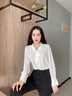詩(shī)璐雅（SHILUYA）詩(shī)璐雅法式雪紡職業(yè)衫女長(cháng)袖上衣春夏休閑職業(yè)裝通勤高端洋氣 白襯衫 L 曬單實(shí)拍圖