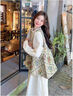 小野七天法式春季長(cháng)袖連衣裙子女春夏季2025新款氣質(zhì)絕美高級感收腰長(cháng)裙 刺繡提花連衣裙米杏色 L 曬單實(shí)拍圖
