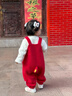 優(yōu)奇嬰兒衣服秋冬連體衣幼兒冬季紅色卡通加絨背帶褲可愛(ài)褲子拜年衣服 紅色背帶褲【不含配飾】 80 曬單實(shí)拍圖