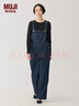 無印良品（MUJI）女式 木棉混 牛仔背帶褲 女款牛仔褲子秋季女褲 丹寧回潮 深藏青色 M (160/66A) 曬單實拍圖