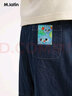 馬·拉?。∕.Latin）童裝春夏裝新款男女童兒童柔軟舒適闊腿褲長(cháng)褲休閑褲褲子 牛仔深藍 130 曬單實(shí)拍圖