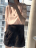 XHUE真絲T恤100%桑蠶絲女士高檔t恤上衣裝夏裝襯衫女士半袖體恤小衫 嫩粉色 L （105-115斤） 曬單實(shí)拍圖