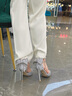 Lily Wei【夢(mèng)姬珠碧】仙女風(fēng)涼鞋夏季新款水晶婚鞋女士高跟鞋小碼 銀色【跟高10cm】 37 曬單實(shí)拍圖