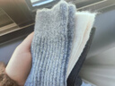 Henny Rue亨尼露襪子男女同款羊毛純色坑條中筒女襪蓬松磨絨加厚保暖情侶襪 女款組合二 3雙 均碼 曬單實(shí)拍圖