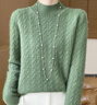 Amerpin國際一線(xiàn)品牌羊絨衫女100%山羊絨半高領(lǐng)寬松七針加厚打底衫毛衣 松石綠（國際倉發(fā)貨+禮盒） L 110-120斤 曬單實(shí)拍圖